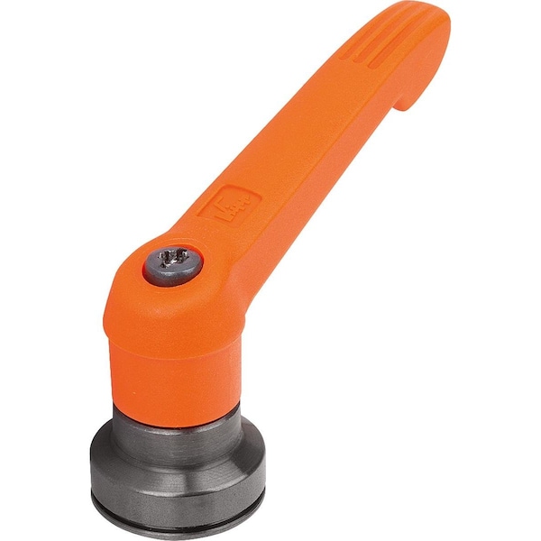 Adjustable Handle W Clamp Force Intensif Size:2, M08, Plastic Orange, Comp:Steel Black Oxidized
